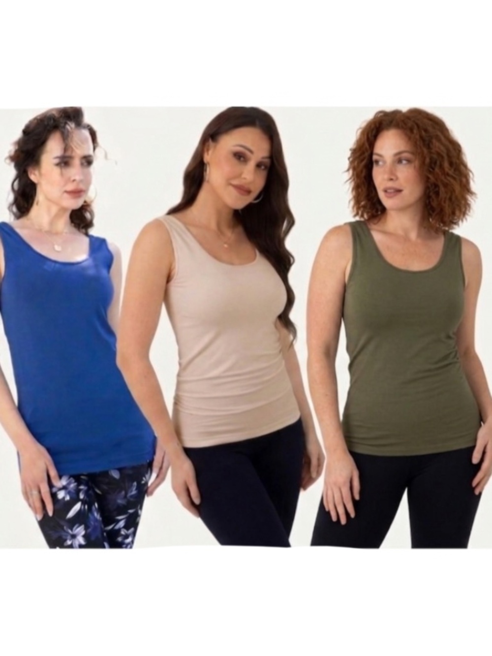 NWT Orange Fashion Village Ultra Stretchy Bamboo Tank Tops 3-Pack